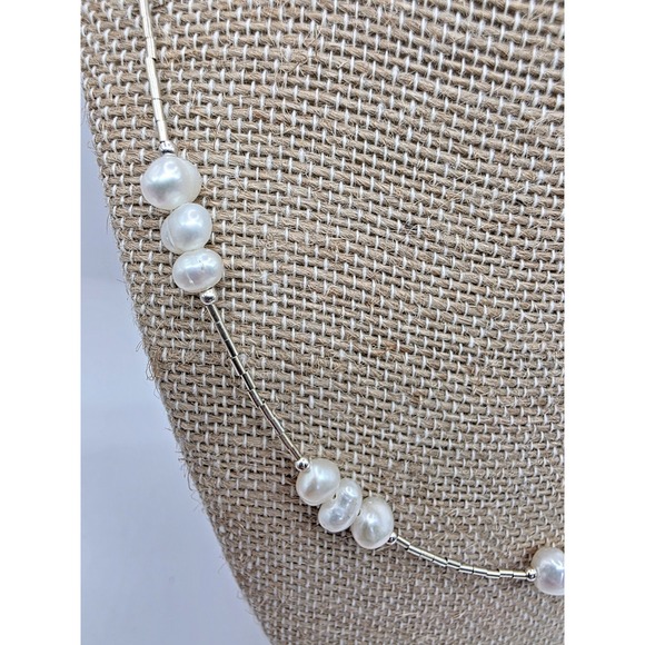 Natural Freshwater Pearls Liquid Silver Necklace 18" Dainty Beautiful NWOT - Picture 2 of 10